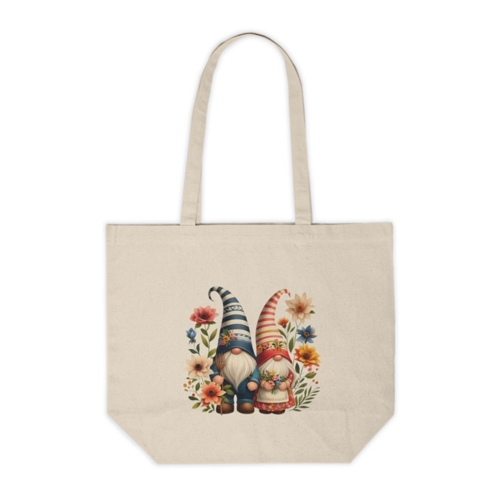 Spring Floral Gnome Custom Canvas Tote Bag